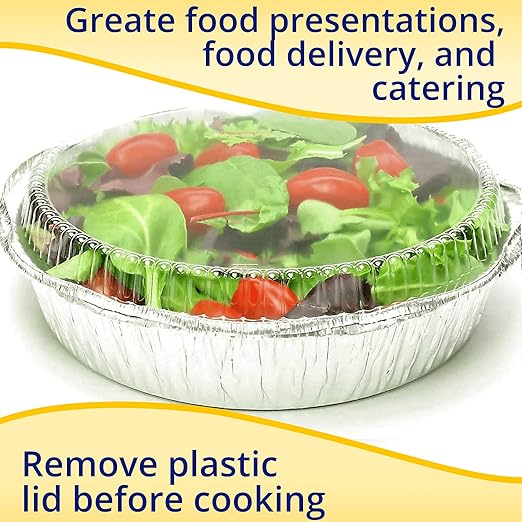 IDL Packaging 9" Round Dome Lid - Clear Plastic Lid for 9" Aluminum Container - Disposable Pans Cover (Pack of 100) for Takeout, Serving, Freezing