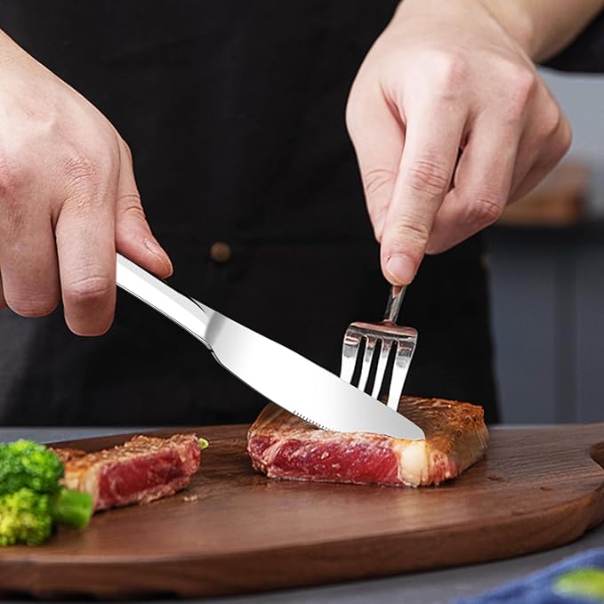 Silverware Set for 8, 40 Piece Heavy Duty Stainless Steel Flatware Utensils Cutlery Set Including Steak Knife Fork and Spoon, Dishwasher Safe,Heavy Duty Cutlery Set for Home & Restaurant