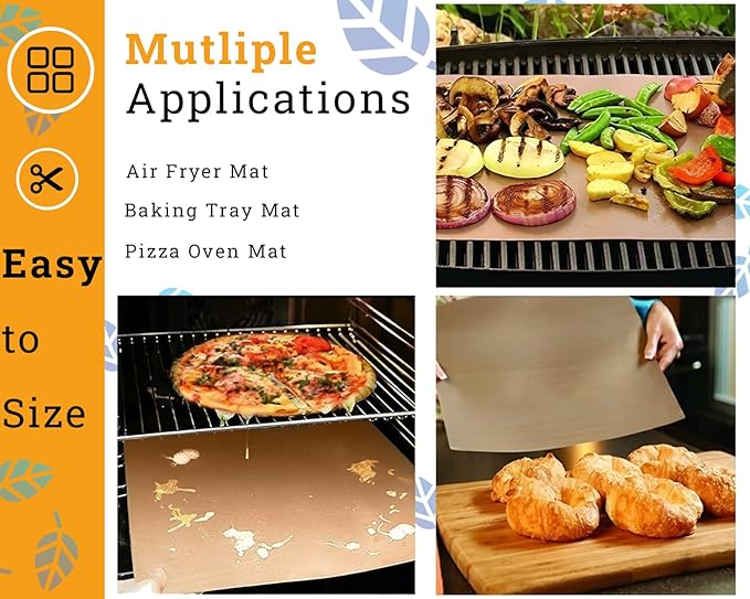 Oven Liners for Bottom, 2 Pack Large Thick Heavy Duty 100% Non-stick Reusable Teflon Mat, 25"x17" Baking Mat for Electric, Gas, Toaster Ovens, Grills (Copper)