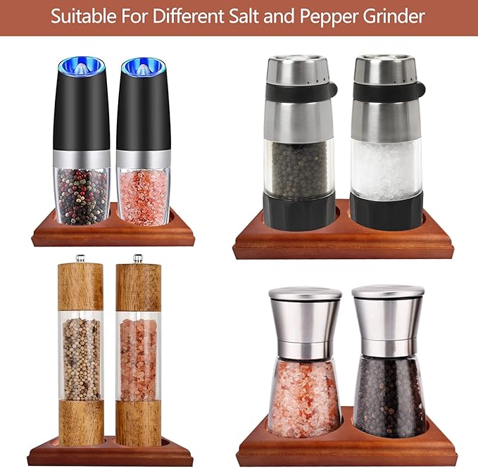 Hion Salt and Pepper Mill Tray,Oak Wood Tray, Salt & Pepper Grinder Accessories（Inner Dia 2.76 inch / 7cm）fit many Mills & Shakers