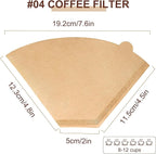 Coffee Filters #4, 200PCS 4 Cone Paper Coffee Filter 8-12 Cup, Unbleached Brown Reusable No 4 Filters Fits for Pour Over and Drip Coffee Maker, Suitable for Home, Coffee Shop Small Business