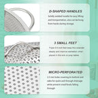 Stainless Steel Colander, 3-Quart Micro-Perforated Metal Colander Strainer with Handle for Kitchen/Draining Pasta/Rinsing Vegetables Fruits,Dishwasher Safe - 8.8 Inches