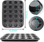 2 Packs Round Muffin Baking Pan, Premium Steel Muffin Pan for Baking, Nonstick Cupcake Tin Cheesecake Pans, Bakeware Muffin Top Pan (24 Cups, Black)