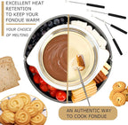 SANGLE SOPFFY 2 in 1 Fondue Pot & Electric S'mores Maker - Cheese and Chocolate Fondue Set with Temperature Control,Detachable Trays,Fondue Pot Electric Set w 4 Forks,Perfect for Parties,Family Gifts