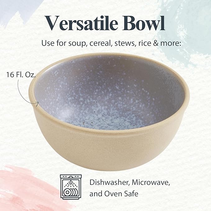 Portmeirion Minerals 6-Inch Serving Bowl, Aquamarine - Stoneware Tableware from Portugal, Reactive Glaze for a One-of-a-Kind Design, Microwave & Dishwasher Safe - Ceramic Serveware for Kitchen