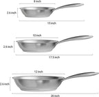 Verel Stainless Steel Frying Pan - 10 Inch Fry Skillet Stainless Steel Pan, Dishwasher and Oven Safe Cookware