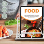 JOGREFUL Cookbook Stand, Cast Iron Heavy-Duty Recipe Book Holder, Kitchen Vintage Recipe Book Holder, Reading Rest Holder for Easel/Counter/Books/Magazine/iPad/Bible, Flower Pattern, White