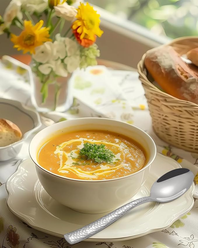 Hammered Silverware Set, Ollex 60-Piece Heavy Flatware Set for 12 Mirror Finished with Food-Grade Stainless Steel Spoons Forks Knives Dinning Utensils for Home Restaurant Cutlery Set, Dishwasher safe