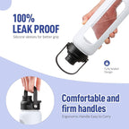 Kodrine Water Bottle with Straw, 24 oz Glass water Bottle with 2 Lids Bamboo Straw Lid and Spout Lid with Handle, 32 oz Clear Water Bottle Glass for Sports Travel, Waterbottle with Time Marker