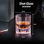 KAMMAK Crystal Whiskey Glasses Set of 2, 7.61 oz (225 ml) Hand Blown Old Fashioned Tumbler, Pink Thick Base Glass with Delicate Rim & Seamless Design for Scotch, Bourbon, Cocktails, Lead-Free Barware