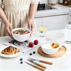 Wheat Straw Bowls 26 OZ, Plastic Bowls Reusable, Unbreakable Cereal Bowls Set of 6, Small Soup Bowl Salad Bowl for Kitchen, Microwave & Dishwasher Safe, White