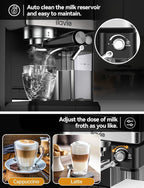 Espresso Machine with Detachable Milk reservoir, Cappuccino Latte Coffee Espresso Maker, 20 Bar High Pressure Super Automatic Espresso Coffee machine