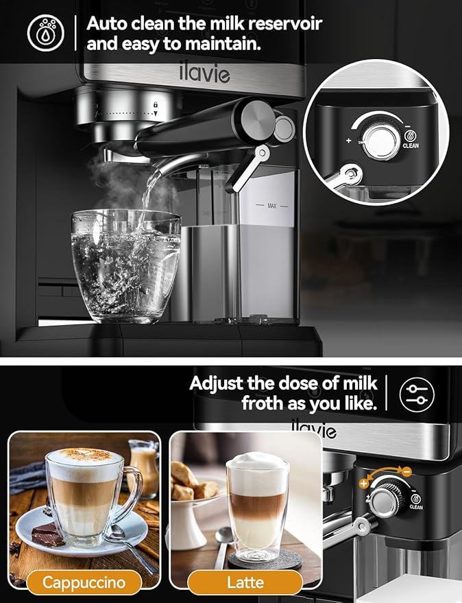 Espresso Machine with Detachable Milk reservoir, Cappuccino Latte Coffee Espresso Maker, 20 Bar High Pressure Super Automatic Espresso Coffee machine