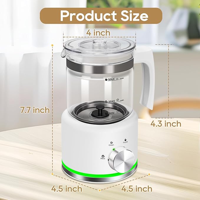 Milk Frother and Steamer, 16.9 OZ Milk Frother for Coffee, 4 in 1 Frother Separable Easy to Use and Clean, Durable Safe Silent Working for Coffee, Latte, Cappuccino Hot Chocolate, White Glass