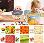Manual Food Processor Vegetable Chopper, Portable Hand Pull String Garlic Mincer Onion Cutter for Veggies, Ginger, Fruits, Nuts, Herbs, etc., 500ml,（Gray-green）