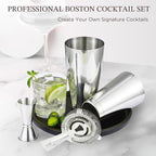 KITESSENSU Boston Cocktail Shaker Set, 8-Piece Professional Bartender Kit with Stainless Steel Martini Drink Mixer, Hawthorne Strainers, Double Jiggers, Dishwasher Safe Bar Tools for Home Bars & Gifts