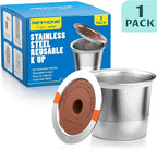 RETHONE K Cup Reusable Coffee Pods, Stainless Steel Reusable K Cups Compatible with Keurig 1.0 & 2.0 Coffee Machines Brewers Refillable K Cups (1 Pack)