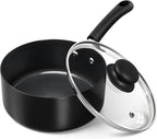 MICHELANGELO Nonstick 2 Quart Saucepan with Lid, Ceramic Small Sacuce pan, Easy to Clean, Non-Toxic Saucepan, 2QT, Black