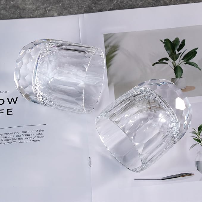 KAMMAK Whiskey Glasses Set of 2, 7.1 oz (210 ml) Old Fashioned Tumbler, Thick Base Crystal Glass with Delicate Rim & Seamless Design for Scotch, Bourbon, Cocktails, Lead-Free Barware