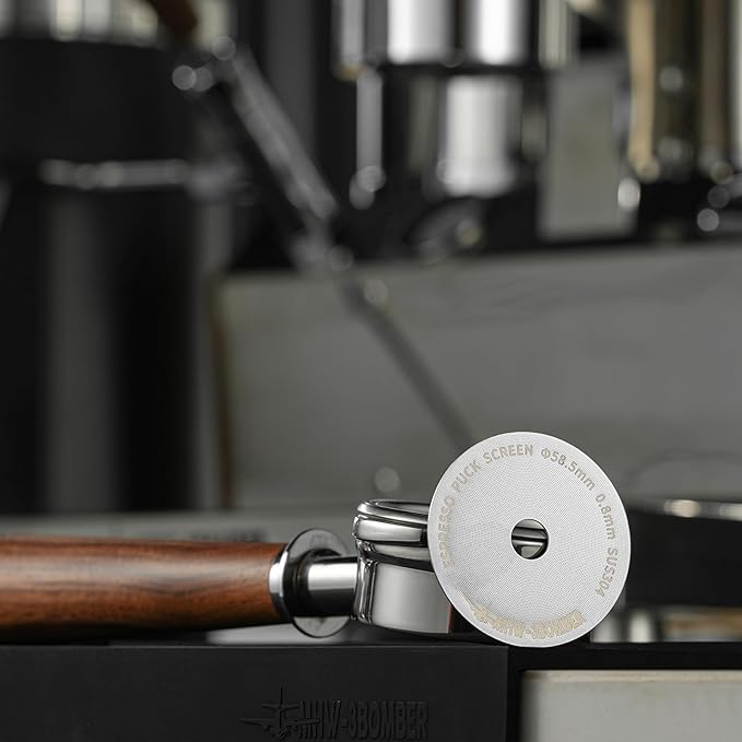 MHW-3BOMBER 58.5mm Espresso Puck Screen with Round Hole Metal Espresso Filter 0.8mm Thickness Coffee Filter for La Marzocco/Gaggia FG5586-OS