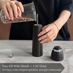 Wooden Pepper Grinder – Refillable Pepper Mill with Adjustable Upgraded Large Size Ceramic Burr – Manual Salt Grinder with Beech Wood Body – 8.3” Tall (Chestnut)