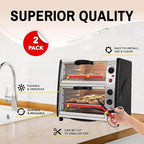 Oven Liners for Bottom of Oven Silver (2-pack) Bundled with Rack Shields (2-pack) - Large Mat for Bottom of Stove (17"x 25") and 14" Silicone Rack Protectors - Reusable & Heat Resistant