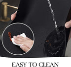 MOSAYT Vinyl Placemats Set of 6, Heat Resistant Place Mats 100% Waterproof Washable & Wipeable Faux Leather Reversible Table Mats for Kitchen Dining Party Indoor Outdoor, 12" x 17", Black