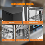 ROVSUN 26" Commercial Food Warmer Display Pizza Warmer, 3-Tier Electric Countertop Food Warmer w/LED Lighting, Adjustable Removable Shelves & Glass Door, Pretzel Warmer for Buffet Restaurant 1200W