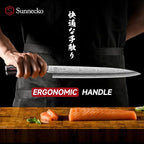 Sunnecko 10.5 inch Sashimi Knife,High Carbon Stainless Steel Japanese Sushi Knives,Yanagiba Knife with Knife Sheath and Gift Box