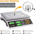Price Computing Scale, 66lb Digital Commercial Food Meat Produce Weighing Scale with Green Backlight LCD for Farmers Market, Retail Outlets, Dry Battery Powered, Not for Trade