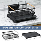 Dish Drying Rack with Drainboard, Rustproof Dish Rack for Kitchen Counter, Large-Capacity Dish Drainer with Cutlery Holder, Sturdy Kitchen Organizer for Dishes, Spoons and Forks