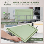 Empune Plastic Cutting Board Set, Recycled Plastic Cutting Boards for Kitchen (Set of 3), Dishwasher Safe Large Chopping Board with Holder, Non-slip Feet and Juice Grooves, Nonporous, Green