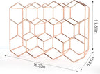 Rose Gold Wine Rack Countertop 14 Bottles, Geometric Stainless Steel Wine Bottle Holder,3 Tier Wine Racks for Cabinet Pantry Bar Table No Assembly Required