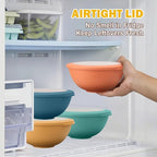 Wheat Straw Bowls Set with Lids, Unbreakable 40 OZ Cereal Bowls Set of 4, Salad Container for Lunch, Microwave & Dishwasher Safe Bowl Set for Kitchen, Picnic, RV, Camping, Multi