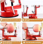 Apple Peeler Slicer Corer with Stainless Steel Blades and Powerful Suction Base for Apples Pears Potatoes(Red)