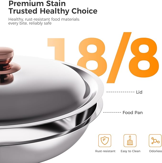 Rose Gold 4 Pack Chafing Dishes for Buffet, 18/8 (304) Stainless Steel Food Pan with Lid, 6QT Round Chafing Dish Buffet Set Food Warmer, Food Warmers for Parties Buffet Catering Events Dinners