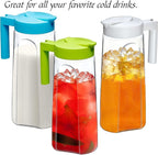 Amazing Abby - Slim - 2-Pack Tritan Pitcher (64 oz), Unbreakable Plastic Water Pitcher with Lid, BPA-Free, Heat-Resistant, Dishwasher-Safe, Great for Both Iced and Hot Drinks, Blue