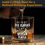 kunlisa New Mama Gifts Whiskey Glasses, First Time Mom Gifts for Mother's Day Birthday, Promoted to Human Mama 10 oz Drinking Rocks Glasses for Women Whisky Cocktail Scotch Bourbon Liquor