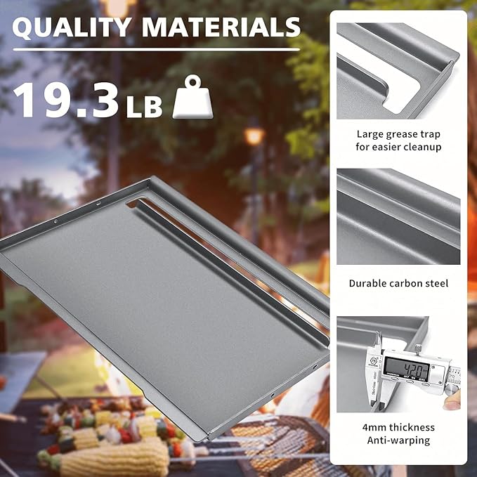 Cast Iron Grill Griddle for Weber, Charbroil, Nexgrill, Cusinart, Expert, Napoleon, Pit boss, Traeger | Full-Size Replacement Cooking Griddle 24x16 inch | Heavy-Duty Even Heating