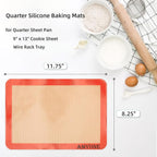 AMYONE Quarter Sheet Silicone Baking Mat, 2 Pcs Non-Stick Silicone Baking Mats Cookie Sheet for 9x13 Baking Pan, Reusable Baking Sheet Liners Compatible with Nordic Ware Naturals Quarter Sheet