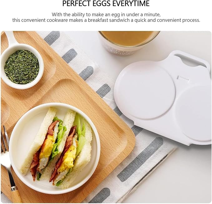 White Egg Poacher, Microwave Boiler Poacher, Poacher, 2 Cavity Nonstick Poached Egg Maker With Lid, Egg Poacher Microwave Egg Cooker, Double Drain Poached Egg Cups, (5 * 1.9in)