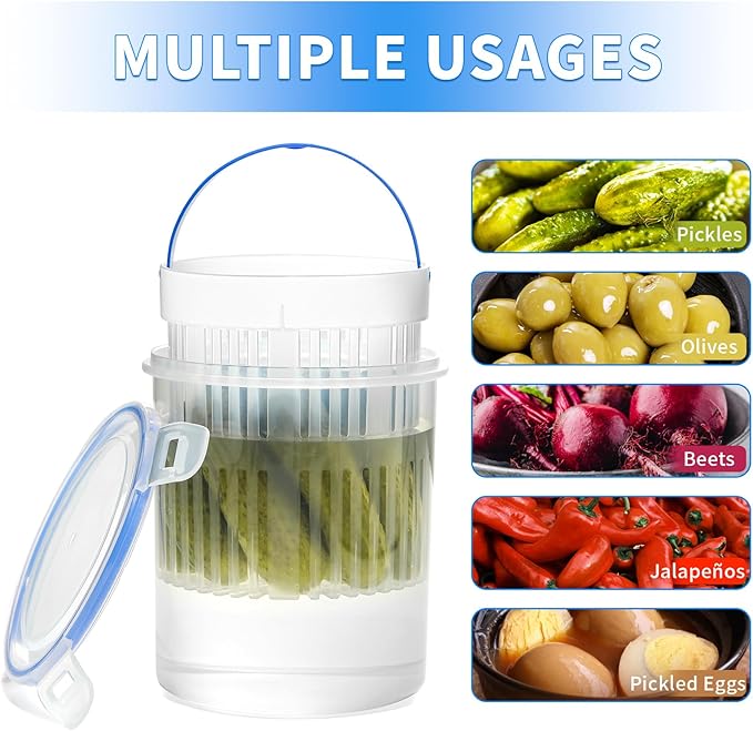 Pickle Jar with Strainer, Pickle Container with Strainer Jalapeno Container Pickle Storage Containers 2 Pcs (24 oz & 45 oz)