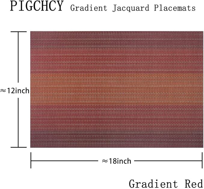 PIGCHCY Placemat,Washable Woven Non-Slip Insulation Durable Placemat Vinyl Table Mat Set of 6 (Scarlet Red)