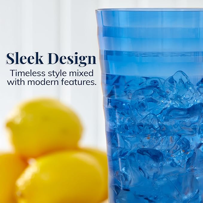 US Acrylic Splash [Set of 16] 18 ounce Plastic Stackable Water Tumblers in Jewel Tone Colors Value Set of Drinking Cups, Reusable, BPA-free, Made in the USA, Top-rack Dishwasher Safe