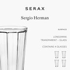 Set of 4 Longdrink Drinking Glasses | Surface glassware by Sergio Herman | Clear Water Glass Cups without Lids | Home Essentials, Kitchen Set | Suitable for Beer, Juice, Coffee