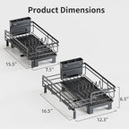 Small Dish Drying Rack - Extendable Dish Rack for Kitchen Counter, Rustproof Dish Drainers with Utensil Holder, Perfect for Apartments, RVs and Small Spaces,16.5" D x 7.5"-12.5" W x 6.5" H