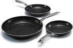 Granitestone 3pc Non Stick Frying Pans Set, 8,10,12 inch Ceramic Frying Pan Skillet Set, Non Toxic Frying pans Nonstick for Cooking, Induction Ready, PFAS & PFOA Free, Oven & Dishwasher Safe - Black