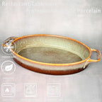 Oval Casserole Dish, 12" x 8" Ceramic Au gratin Baking Dish, 1.6 Qt Large Lasagna Pan Deep for Oven, Baking Pan with Handles - Oven, Microwave, Freezer and Dishwasher safe - Great Gift