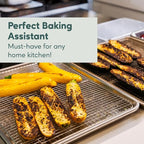 Ultra Cuisine Oven-Safe, Dishwasher-Safe 100% Stainless Steel Cooling and Baking Rack Set Heavy Duty Tight-Wire - 11.5 x 16.5-inch - Set of 2 - Half Sheet Pan Cooling Racks