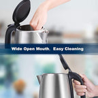 Electric Kettle, 1.7 Liter Stainless Steel Tea Kettle with Blue LED Light, Fast Heating Countertop Tea Maker Hot Water Boiler with Auto Shut-Off & Boil Dry Protection, Black